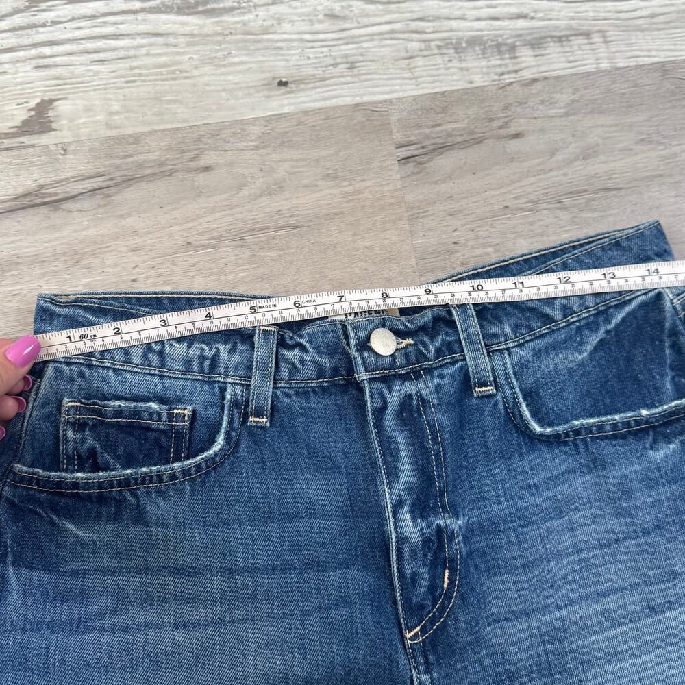 L’Agence Distressed Denim Cutoff Shorts Blue Y2K Mini Summer Casual Medium - Picture 5 of 7